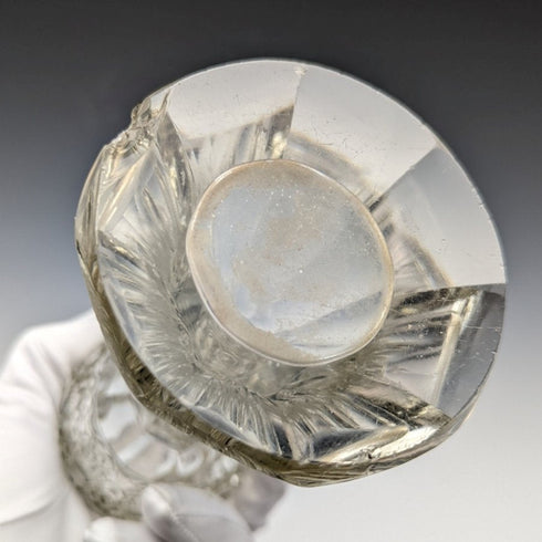 1910 年英國古董純銀裝飾切割玻璃花瓶 383 克 CC May & Sons